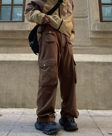 Aidase Summer Fashion Brand Large Pocket Straight Loose Wide Leg Casual jogger Pants aidase-shop